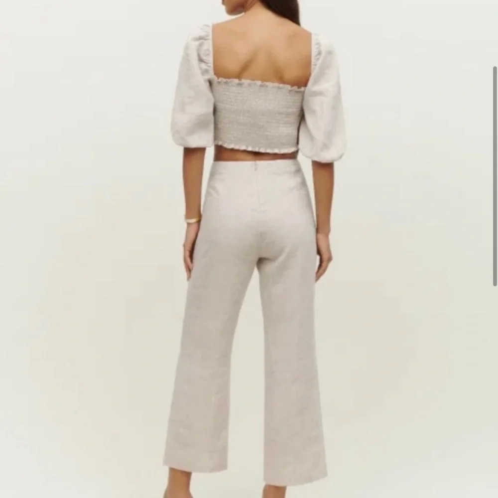 Reformation Scarlett Linen Two Piece Set in Oatmeal